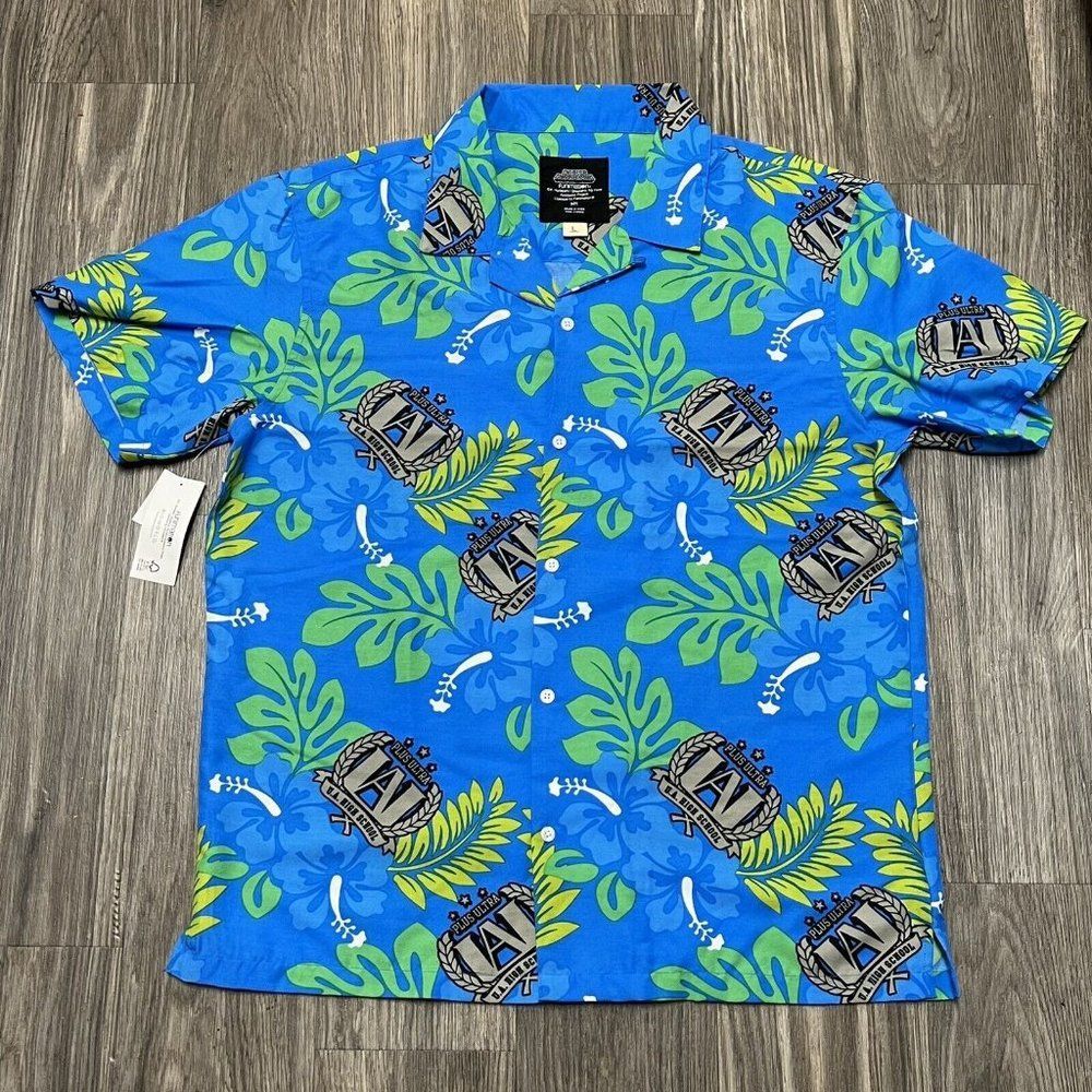 New My Hero Academia Funimation Collared Button Down Boys Shirt Size Large